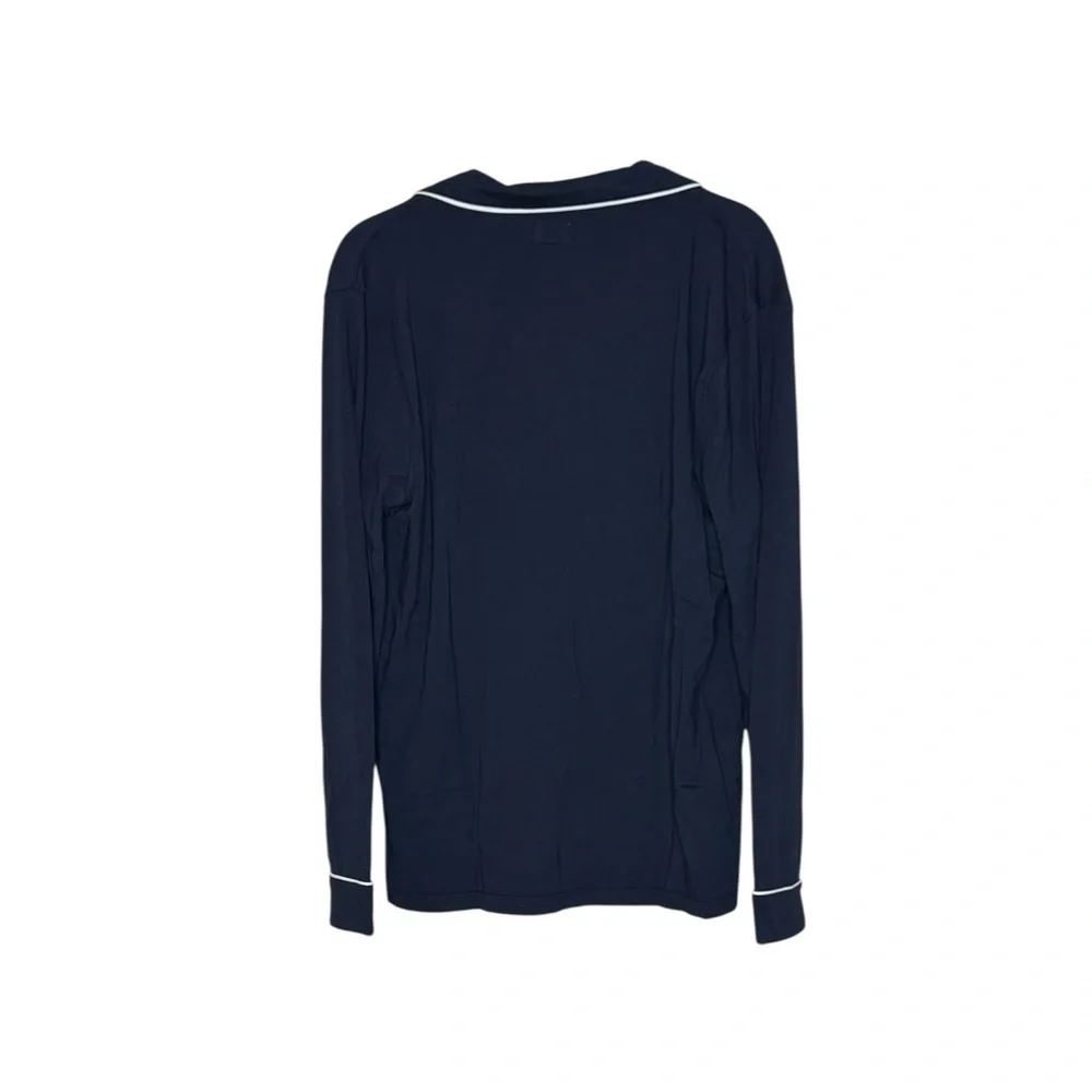 J. Crew Dreamy Cotton-Modal Blend Luxe Jersey Button Up Pajama Top NWT M Navy